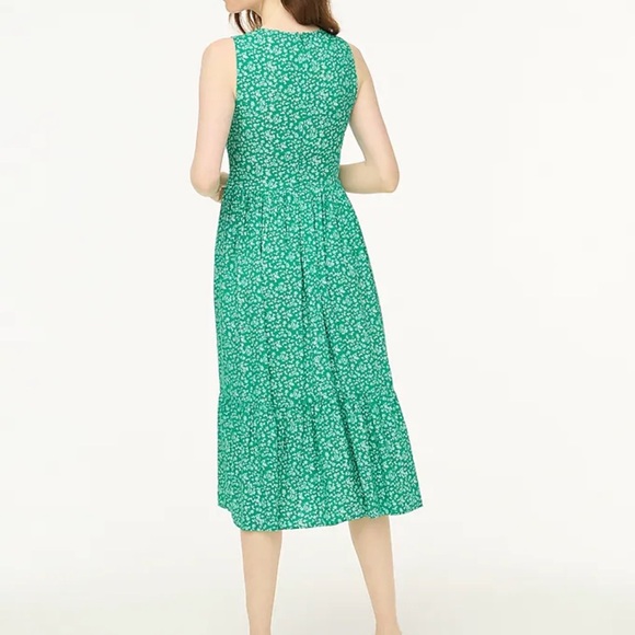 J. Crew Factory Green Smocked Tiered Midi Dress, size M SOLD OUT ONLINE - Picture 1 of 3